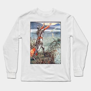 Victorian King Arthur & Excalibur Illustration Long Sleeve T-Shirt